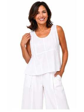 NWT Tulip Clothing Tristan White Pintuck Tank Top Cotton Size XL
